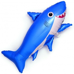 FM фигура большая 901781A Акула счастливая синяя фольгированный шар 