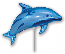 FM фигура 902546 Дельфин голубой МИНИ 14" фольгированный шар