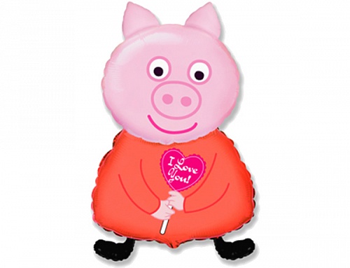 FM фигура большая 901713 Пеппа свинка с сердцем Фольга